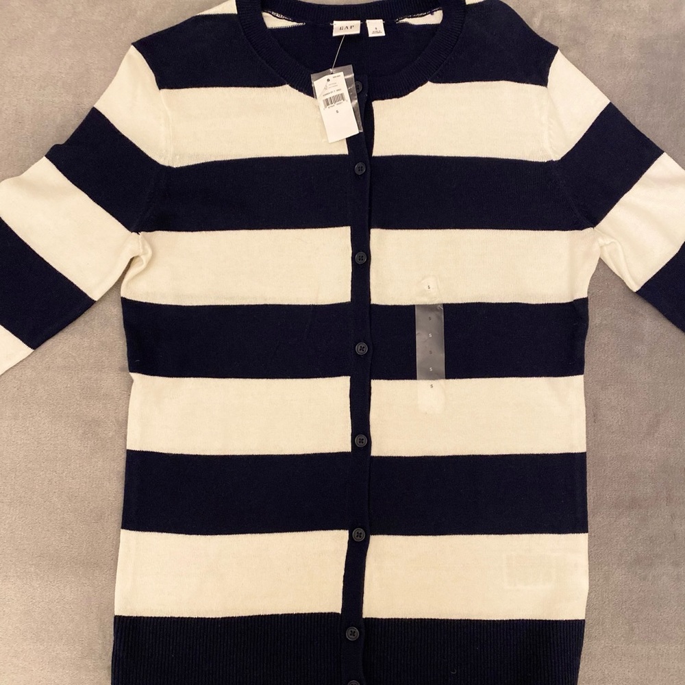 Gap Cardigan Navy and White Button Up Sweater